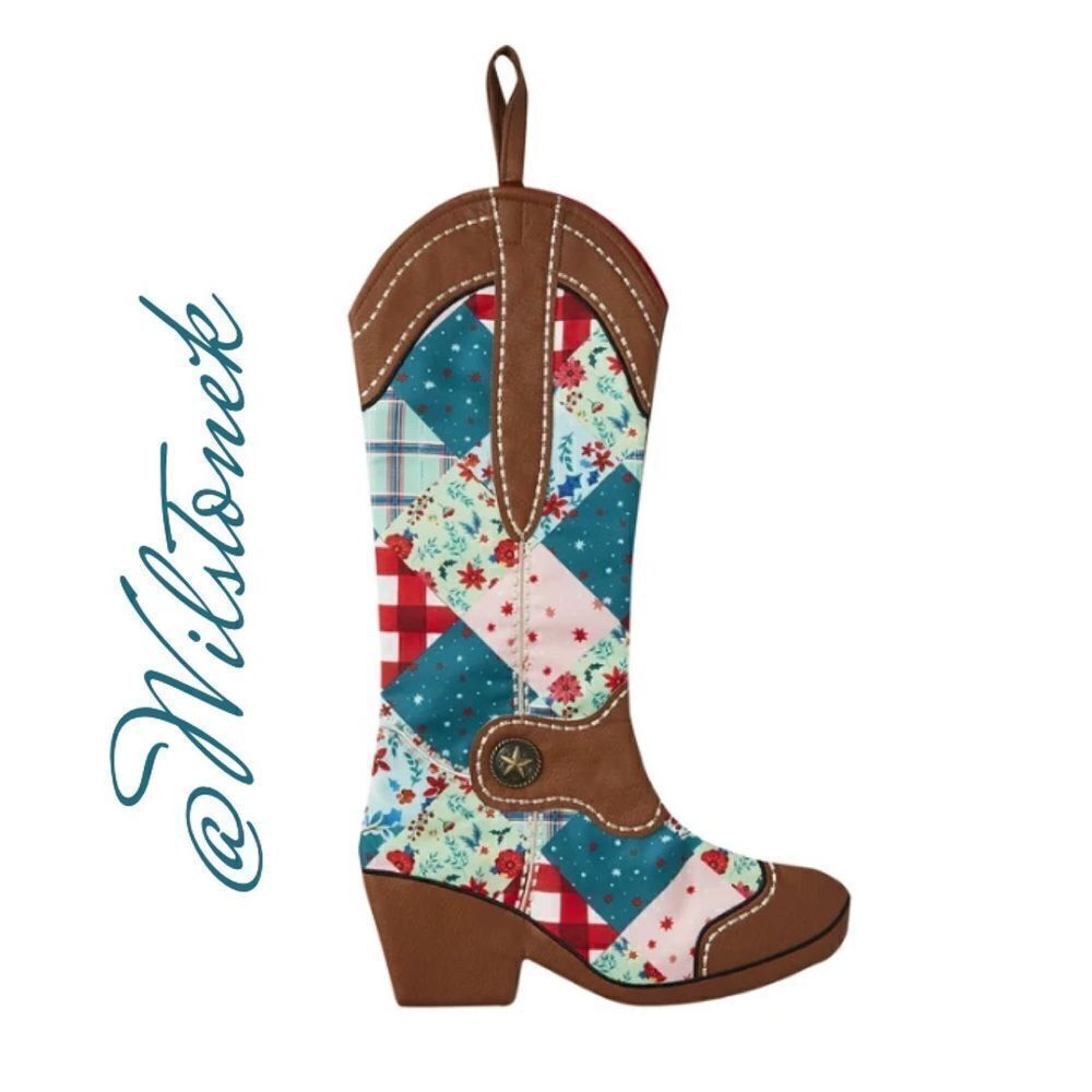 The Pioneer Woman Patchwork Boot Christmas Stocking, 20"
